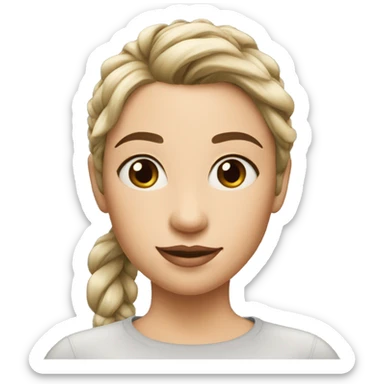 fair skinned girl with ponytail black hair sticker