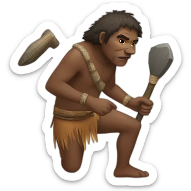 Aborigine with stone axe hunting sticker