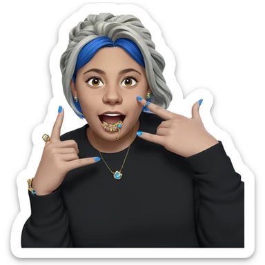 blue-haired girl with jewelry sticker