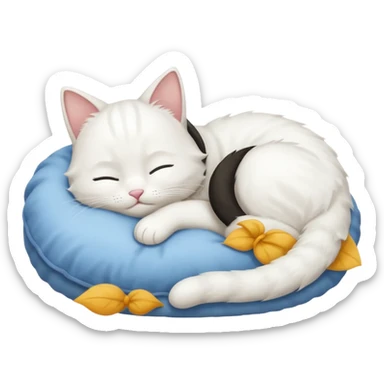 emoji of white sleeping cat with a tail hanging down sticker