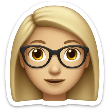 light skinned girl with black glasses and light brown hair sticker
