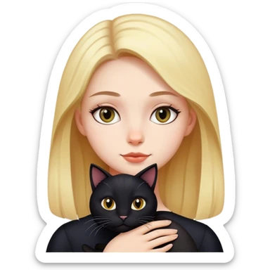 girl with black cat sticker