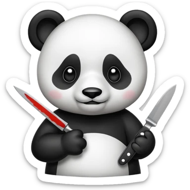A cute panda emoji with a small knife sticker