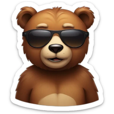 smirking bear with sunglasses sticker