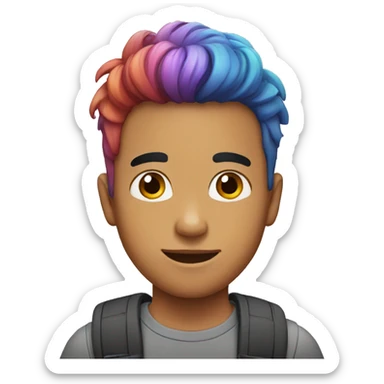 boy with multicolored hair  sticker