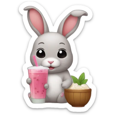 Bunny drinking boba tea sticker