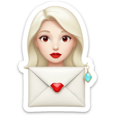 a beautiful loving  on it lipstick white opal envelope sticker