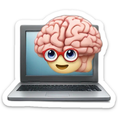 PC with brain on screen sticker