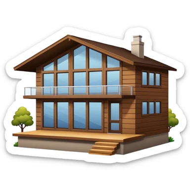 Make me a modern house with only one floor, with big windows and brown wood panel on the outside sticker