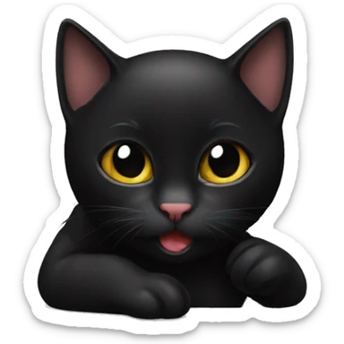 black cat licking its back sticker