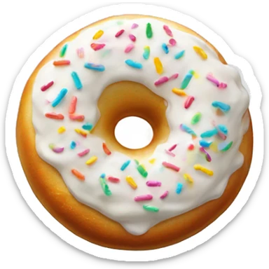 White frosted doughnout with rainbow sprinkles  sticker