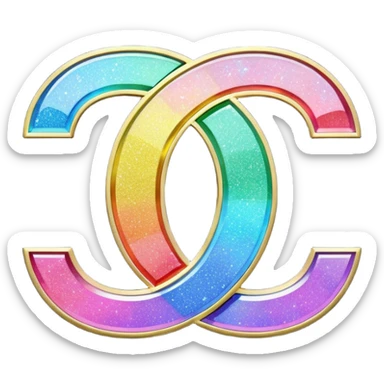 Rainbow effect holographic glitter chanel sign sticker