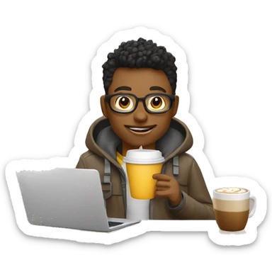 Interface Designer who works in faang, drinks latte, and has laptop in the hand sticker