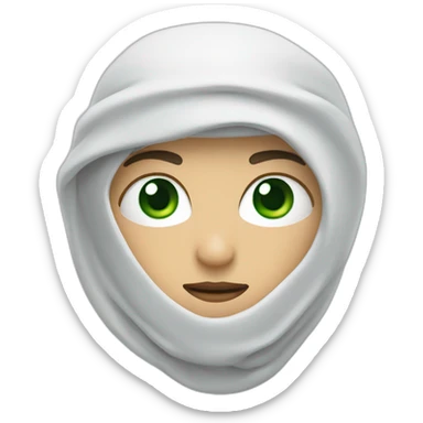 white ninja with a white veil on his head, green eyes sticker