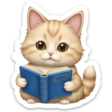 Beige munchkin cat reading blue book sticker
