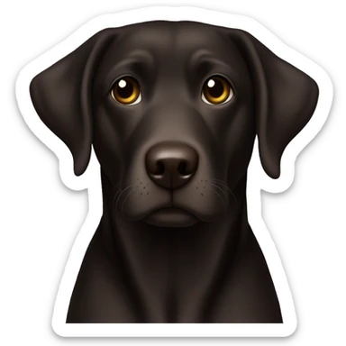 Dark brown lab almost black, a little white hair around the mouth, sitting. Dark brown eyes sticker