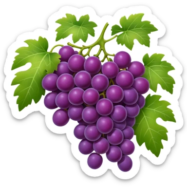 An emoji of a cluster of grapes on a vine, representing winemaking in ancient Rome. sticker