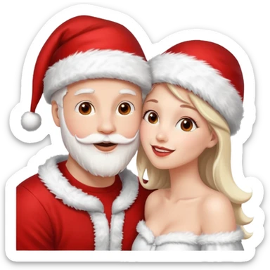 a handsome man and a pretty woman kiss each other Christmas vibe sticker