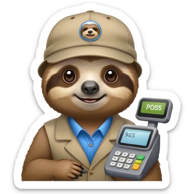 sloth cashier in cap sticker