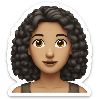 Greek woman with black curly hair and brown eyes sticker