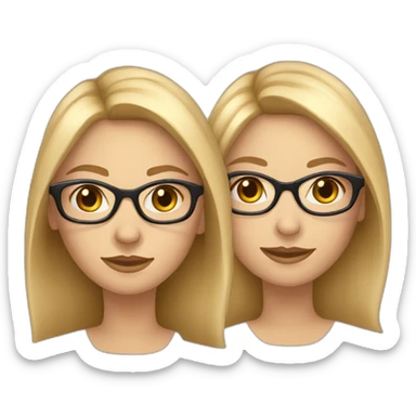 Two Woman. One blond Hair Medium Long hair. Fair Skin Color. Wears Glases. Woman Long Brown Hair sticker