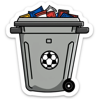 Barcelona soccer team in a trash can sticker