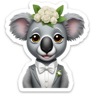 Koalas wearing wedding attire sticker