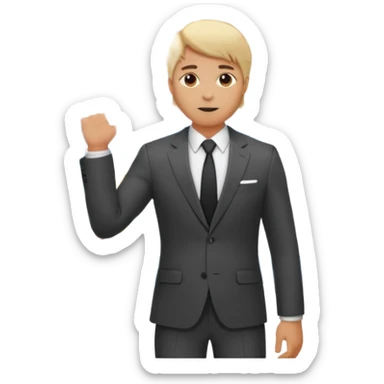 silhouette of a light-haired man standing next to a project board sticker