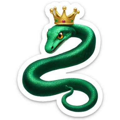 A dark emerald snake with a crown head luxe beautiful snake sticker