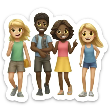 boys and girls having fun outdoors sticker