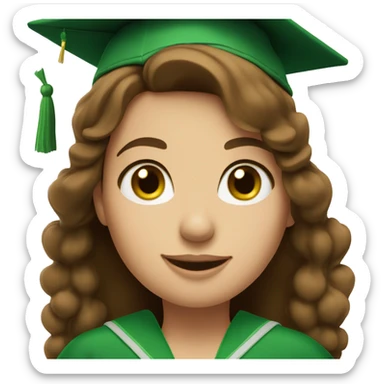 brown hair girl with green eyes and degree hat sticker