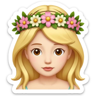 goddess emoji, gentle, nurturing, floral crown, minimal background sticker