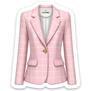 Powder pink Chanel plaid tweet blazer sticker