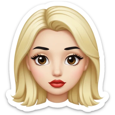 Blonde girl with black roots with big lips and eyelashes sticker