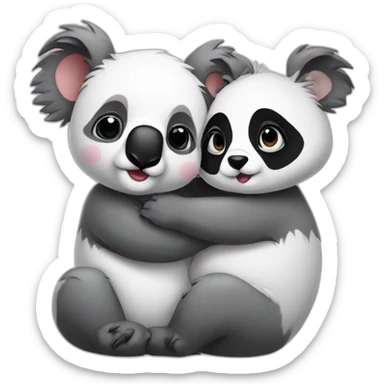 Koala kissing panda sticker