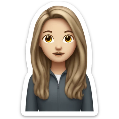 White girl with long brown hair sticker