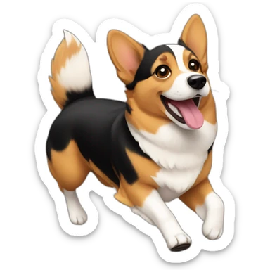 black and tan corgi running sticker