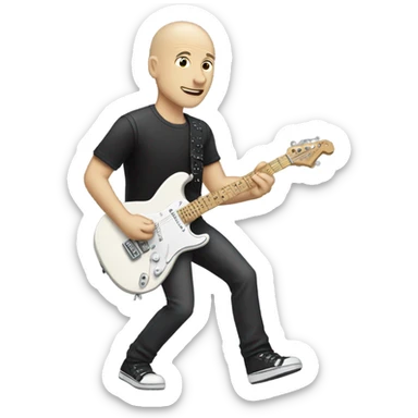 White bald guy playing an electric guitar sticker
