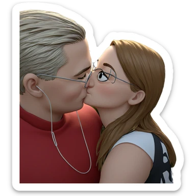 romantic kiss in the grass sticker