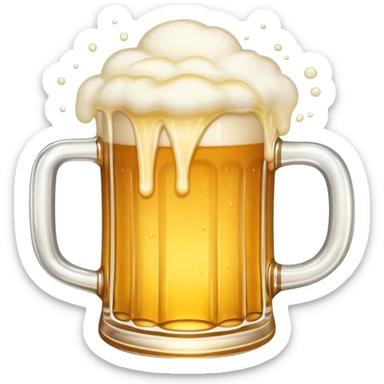 A frothy mug of golden beer with foam overflowing sticker