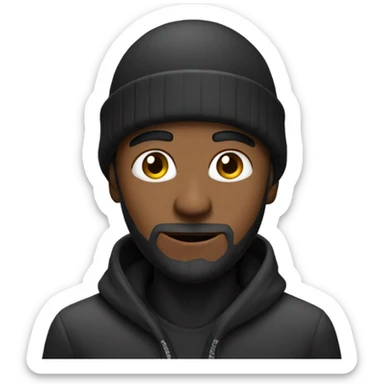 Dark Indian man with black beanie with a really good jawline spraying pesticide sticker