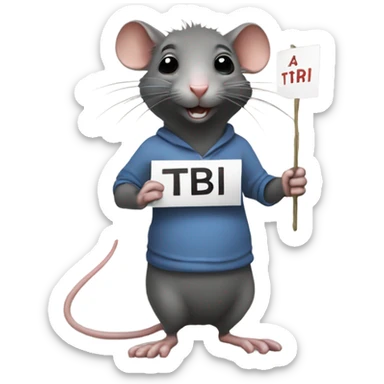 A rat holds a sign with the inscription "TbI" sticker