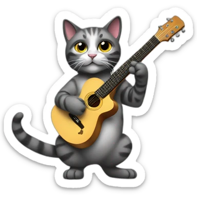 a cat playing the guitar sticker