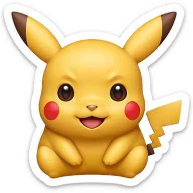 Pikachu in Rednote app emoji style, with a cheerful expression, rounded features, and a touch of red color sticker