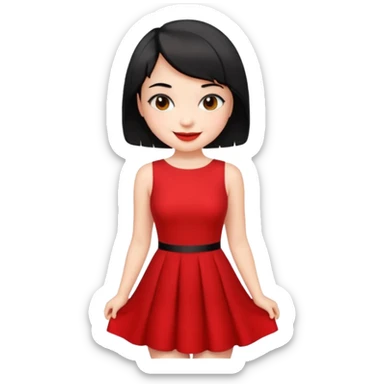 Chica con vestido rojo y pelo corto negro súper sexy sticker
