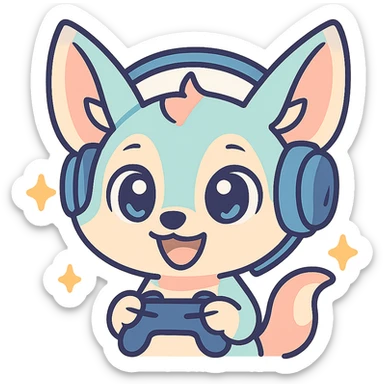 Transformer cette illustration de fennec magique kawaii en emoji expressif, style kawaii, fond transparent, garder les couleurs pastel et les accents féeriques. sticker