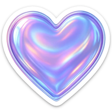 heart with a glassy iridescent effect, digital illustration, no background sticker
