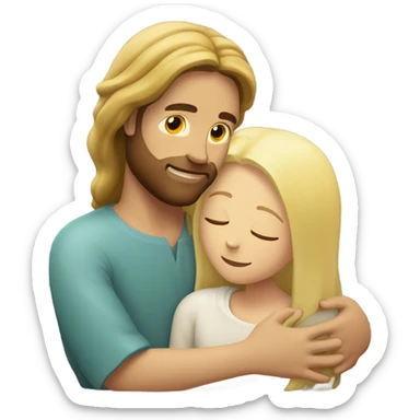 Jesus hugging a blond woman sticker