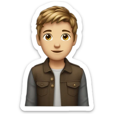 White child boy with  hair brown until shoulder sticker