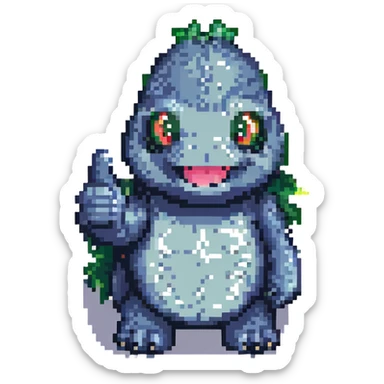 cute godzilla giving a thumbs up sticker